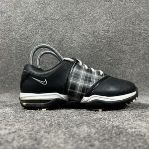 NIKE AIR T.A.C. 549576-001 Women's Size 6.5 Black Plaid Spiked Golf Shoes Used